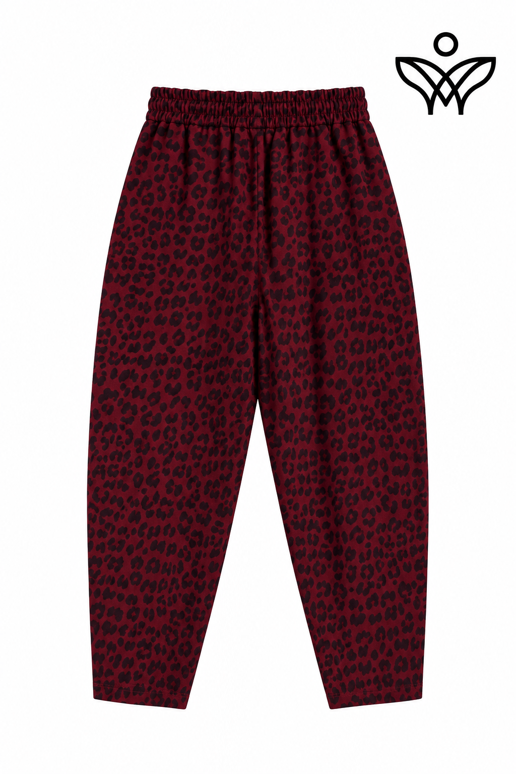 Pantalón balloon animal print burdeos con cintura elástica y bolsillos