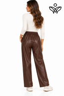 Pantalón balloon de polipiel marrón chocolate con cintura elástica