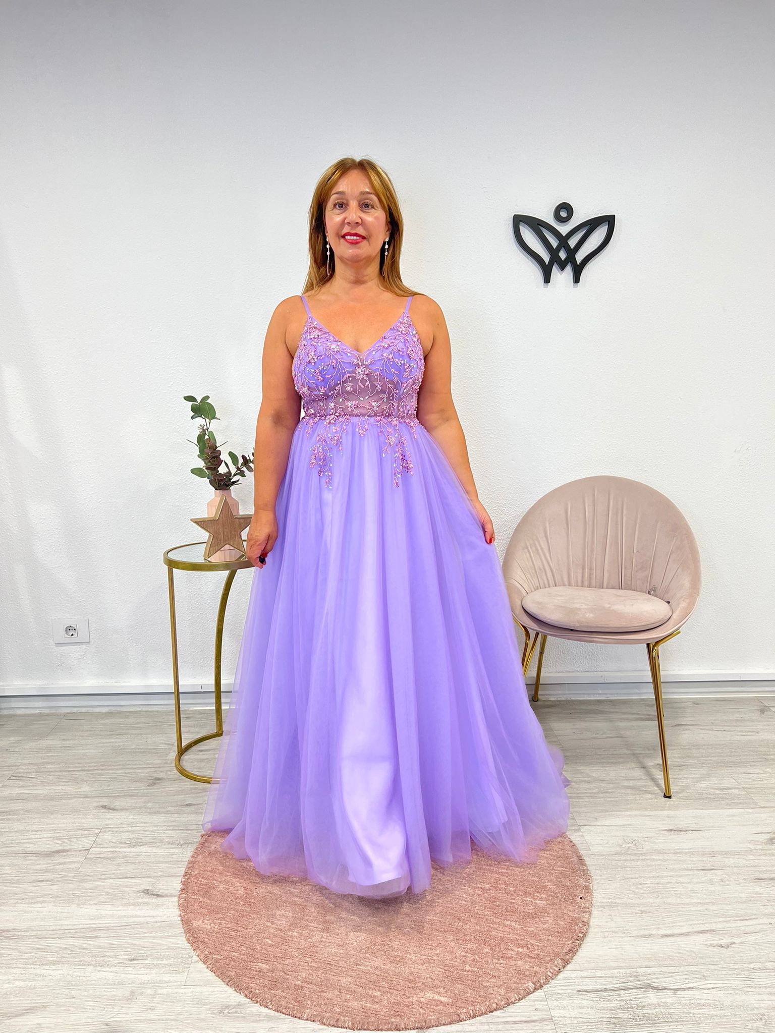 Vestido largo fiesta para eventos tull violeta