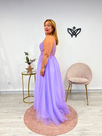 Vestido largo fiesta para eventos tull violeta