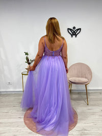 Vestido largo fiesta para eventos tull violeta