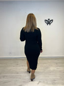 Abrigo pelo largo forrado de corte clásico con solapas marrón chocolate