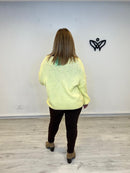 Jersey escote en pico oversize punto gordo amarillo