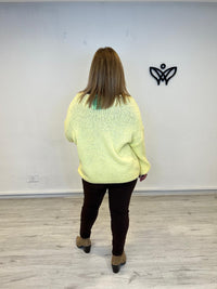 Jersey escote en pico oversize punto gordo amarillo