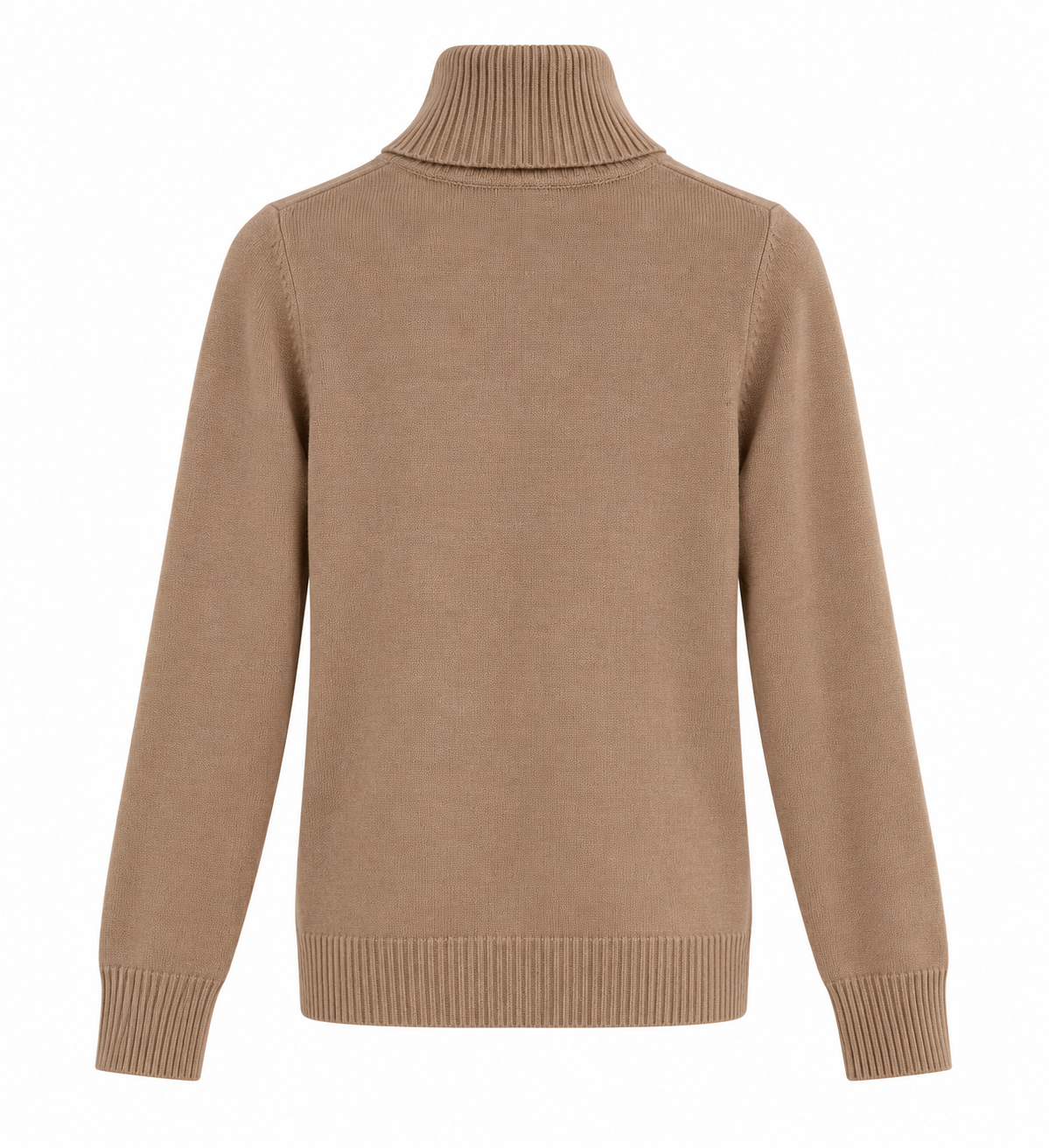 Jersey de punto beige para mujer con cuello alto vuelto