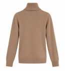 Jersey de punto beige para mujer con cuello alto vuelto