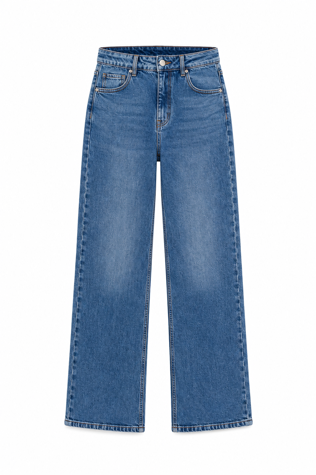 Pantalón Vaquero Recto de Mujer con Cintura Elástica Efecto Faja