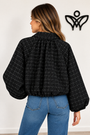 Bomber de cuadros en blanco y negro con cremallera