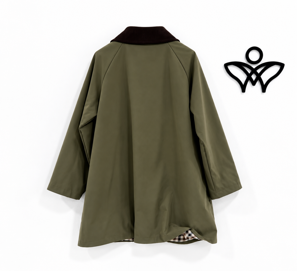 Chaqueta parka verde militar con cuello de pana marrón chocolate