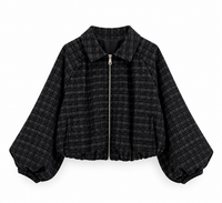 Bomber de cuadros en blanco y negro con cremallera