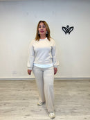 Conjunto algodón pantalón y sudadera en beis