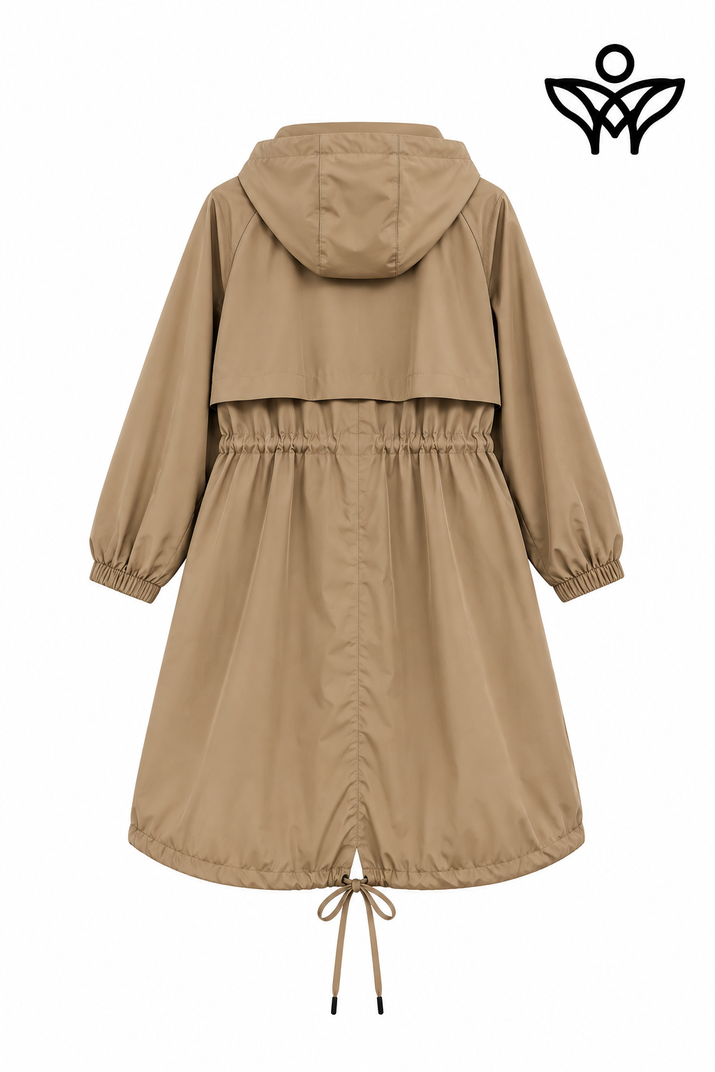 Trench gabardina beige con capucha y cintura ajustable