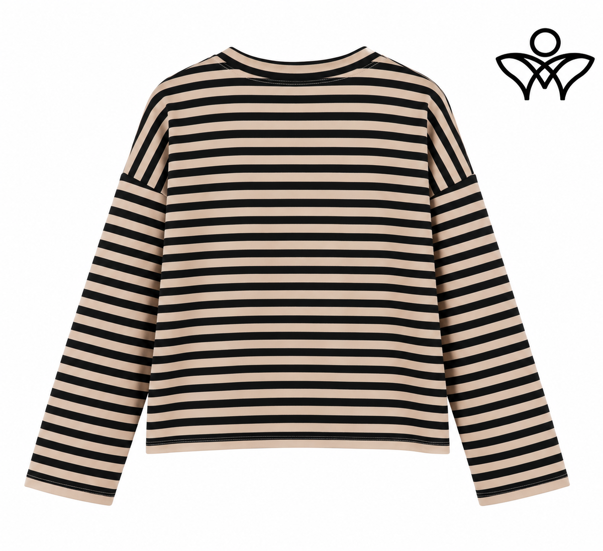 Sudadera de rayas beige y negras de mujer con corazón rojo