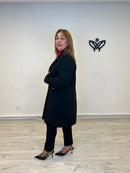 Abrigo corto midi de paño con solapas clásico negro