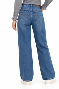 Pantalón Vaquero Recto de Mujer con Cintura Elástica Efecto Faja