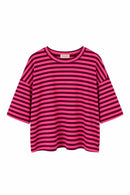Sudadera rosa de algodón de rayas con manga tres cuartos