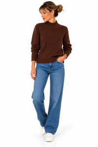 Jersey marrón chocolate de mujer con cuello perkins