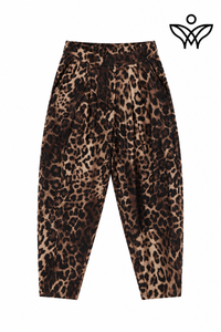 Pantalón balloon animal print con cintura elástica y bolsillos