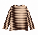 Sudadera de mujer a rayas beige y marrón chocolate con corazón rojo