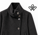 Chaqueta corta de paño marrón chocolate con cuello mao y botones