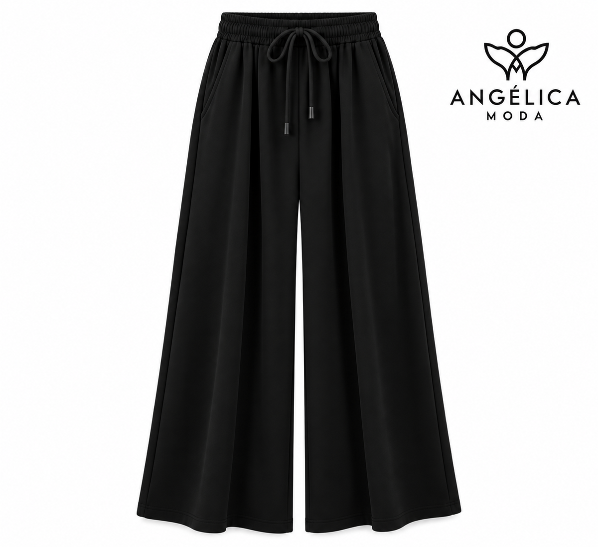 Conjunto de mujer negro de algodón con sudadera de cuadros y pantalón ancho