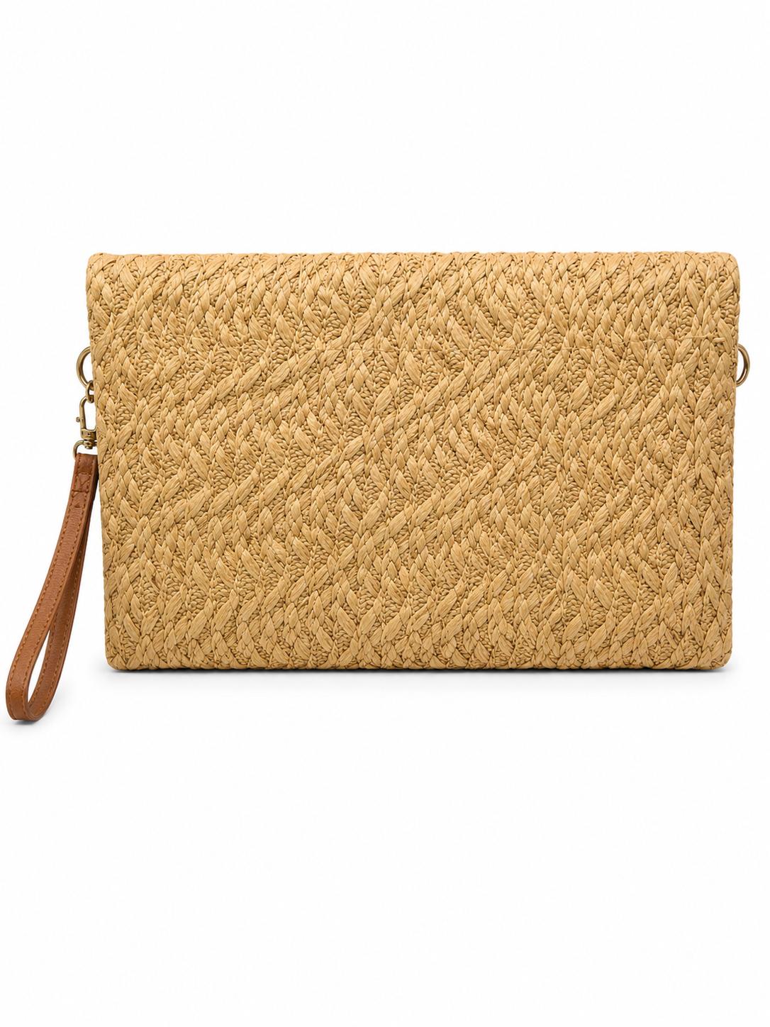Bolso de rafia natural con detalle multicolor y doble asa