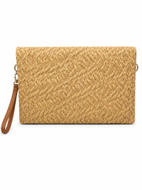 Bolso de rafia natural con detalle multicolor y doble asa