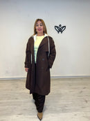 Gabardina marrón chocolate con capucha desmontable