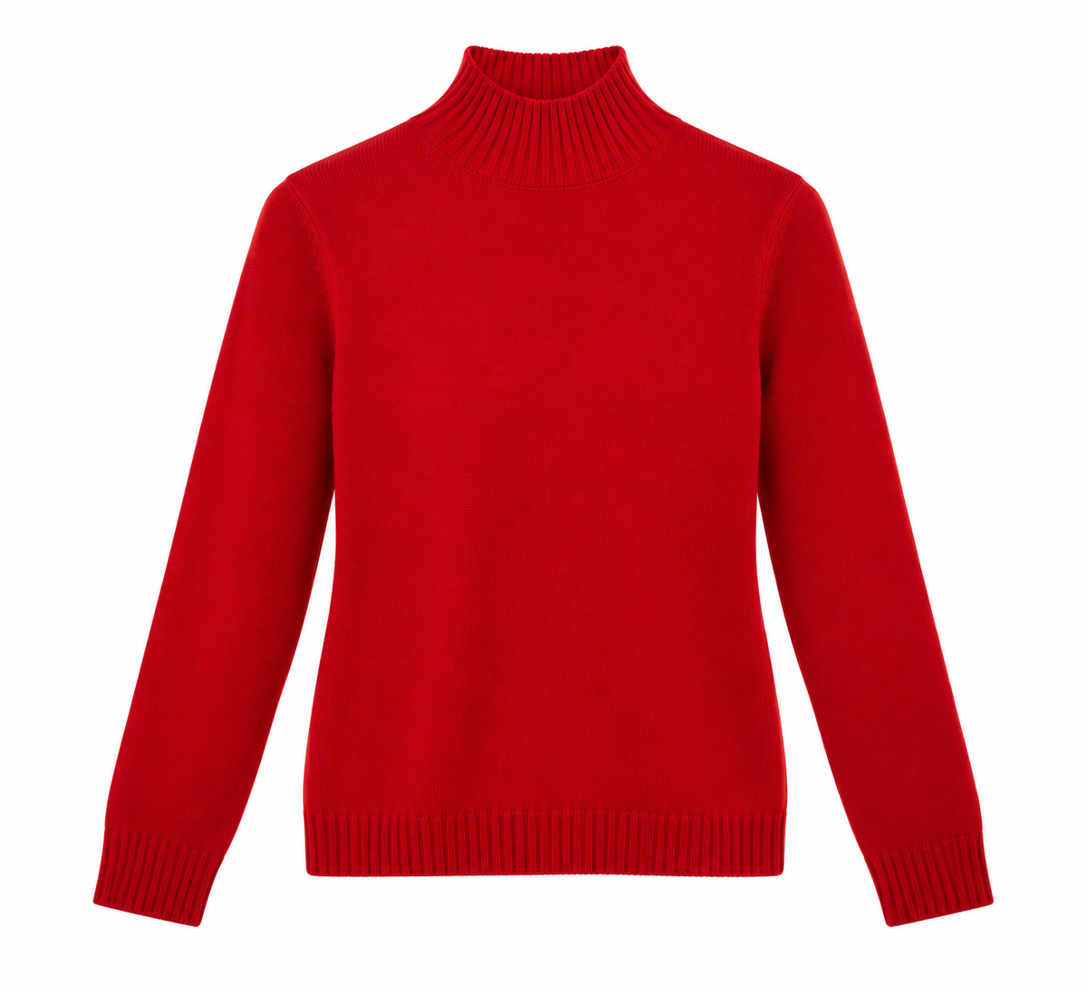 Jersey rojo de mujer con cuello perkins de punto suave