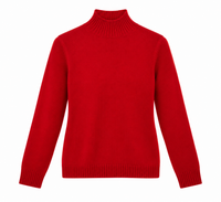 Jersey rojo de mujer con cuello perkins de punto suave