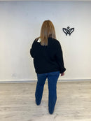 Jersey escote en pico oversize punto gordo negro