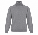 Jersey de punto gris para mujer con cuello alto vuelto