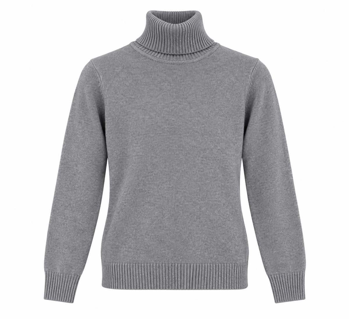 Jersey de punto gris para mujer con cuello alto vuelto