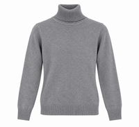 Jersey de punto gris para mujer con cuello alto vuelto