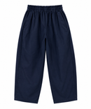 Pantalón balloon azul marino de mujer con cintura elástica y bolsillos