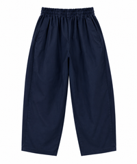 Pantalón balloon azul marino de mujer con cintura elástica y bolsillos