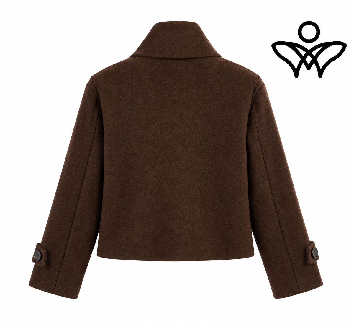 Chaqueta corta de paño marrón chocolate con cuello mao y botones