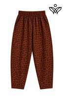 Pantalón balloon animal print teja con cintura elástica y bolsillos