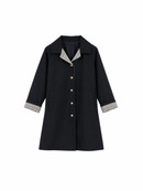 Trench gabardina negra de mujer con forro de cuadros vichy