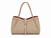 Bolso de piel beige con neceser y asa larga