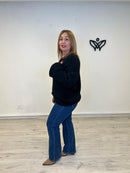 Jersey escote en pico oversize punto gordo negro