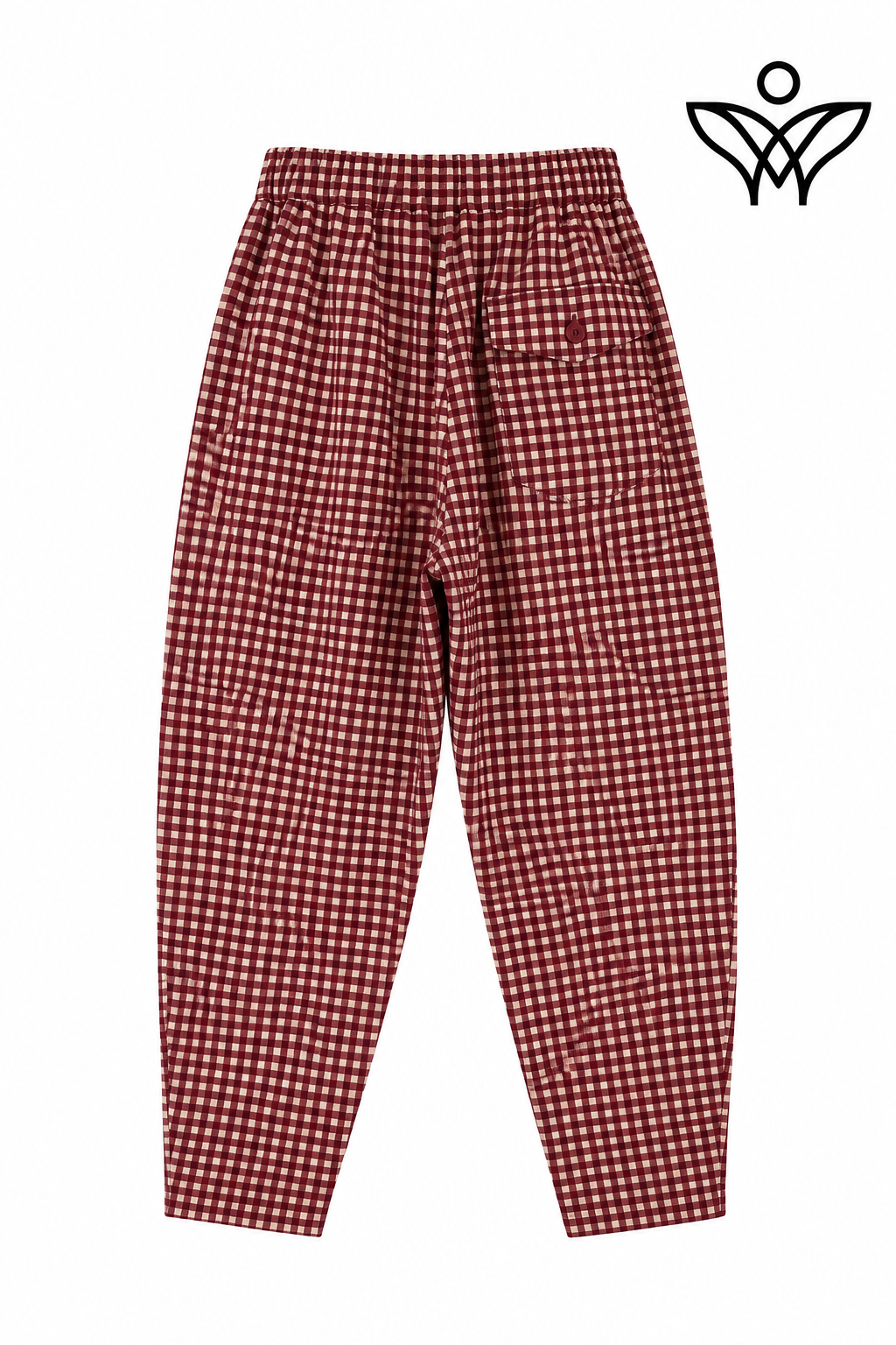 Pantalón balloon burdeos de cuadros vichy con botones