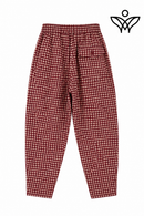 Pantalón balloon burdeos de cuadros vichy con botones