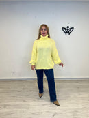Jersey de cuello subido de punto gordo oversize amarillo