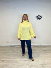 Jersey de cuello subido de punto gordo oversize amarillo
