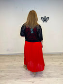 Chaqueta de crochet negra de media manga para mujer