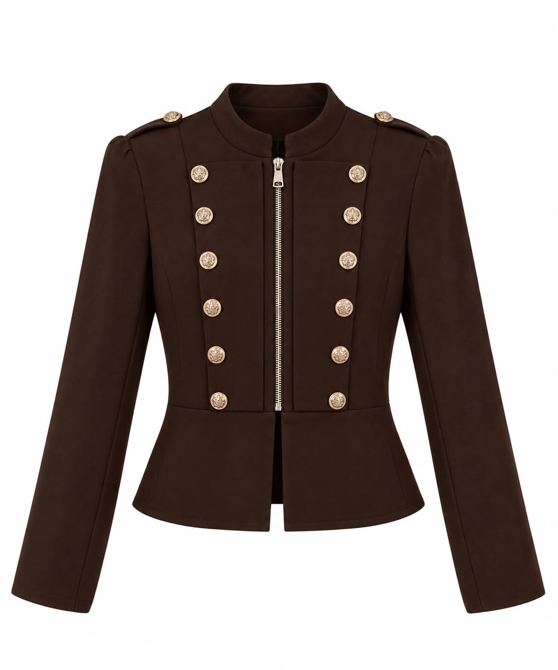 Chaqueta militar domadora marrón chocolate con botones dorados