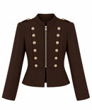 Chaqueta militar domadora marrón chocolate con botones dorados