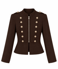 Chaqueta militar domadora marrón chocolate con botones dorados