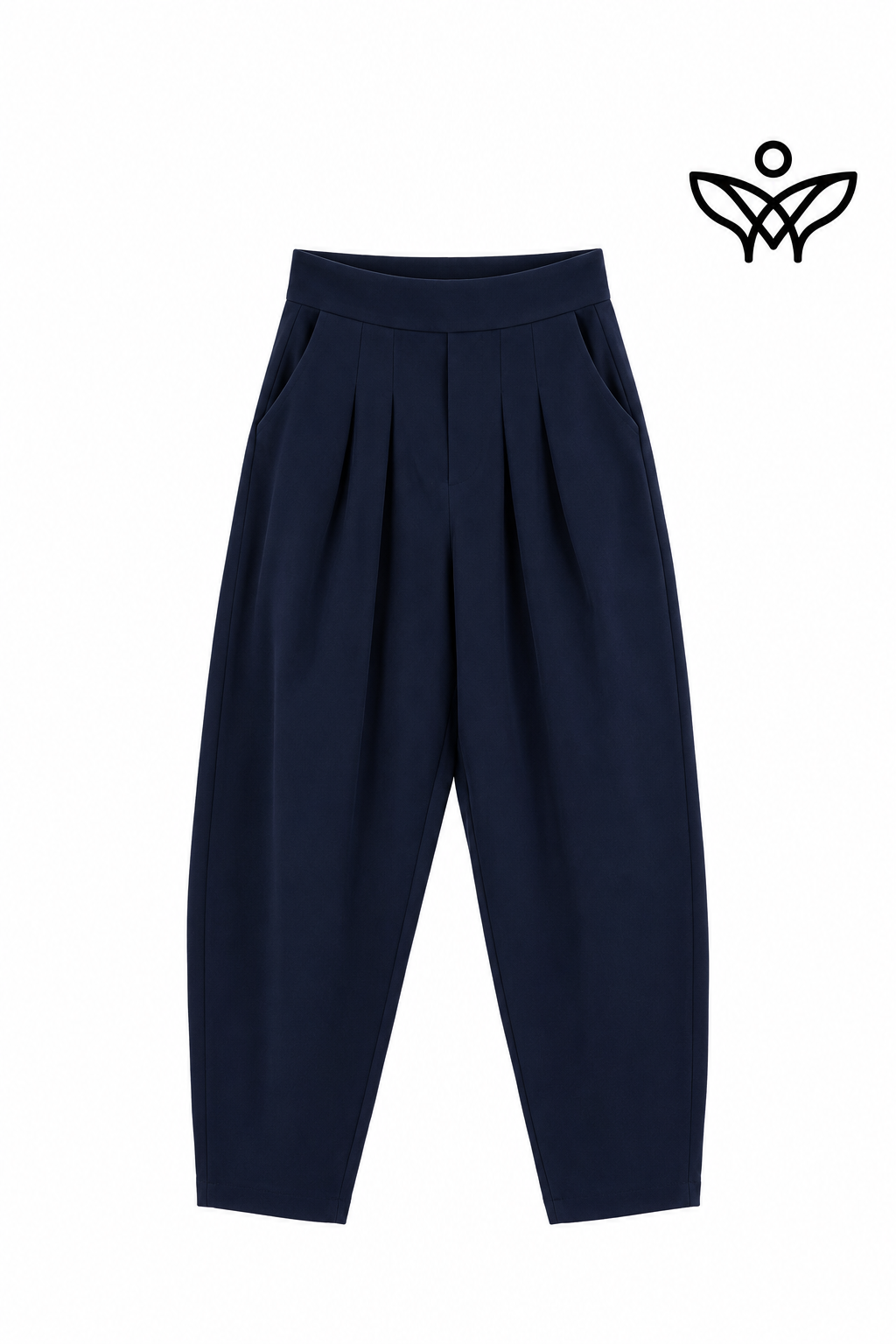 Pantalón balloon azul marino con cintura elástica y bolsillos